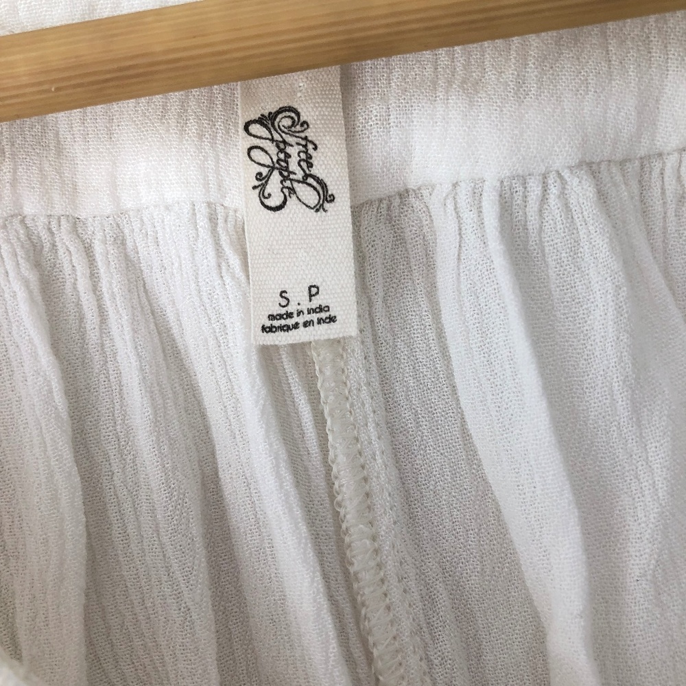 Free People Blue Bird Smocked Top Ivory S - Picture 3 of 5
